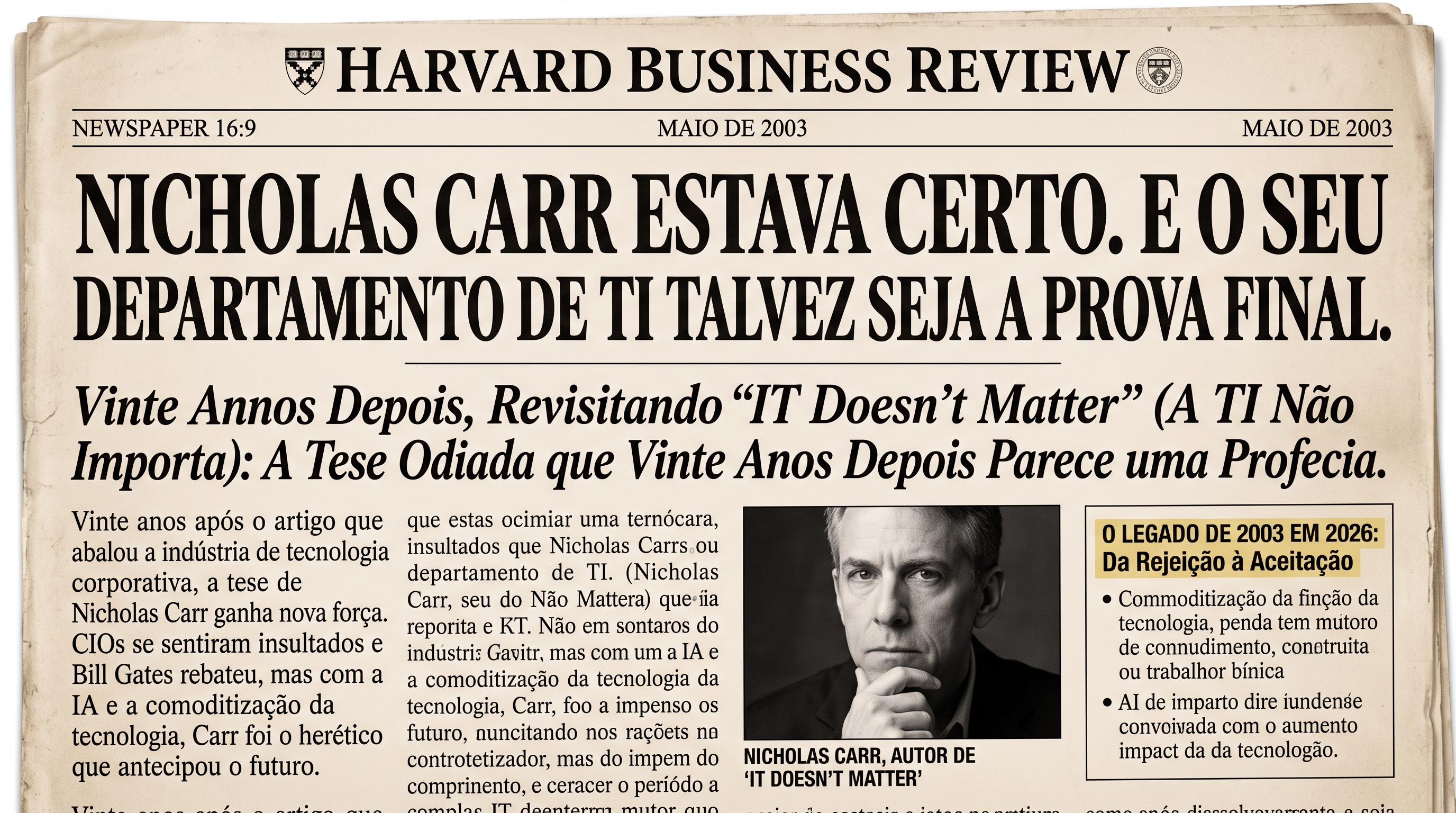 Nicholas Carr estava certo. E o seu departamento de TI talvez seja a prova final.